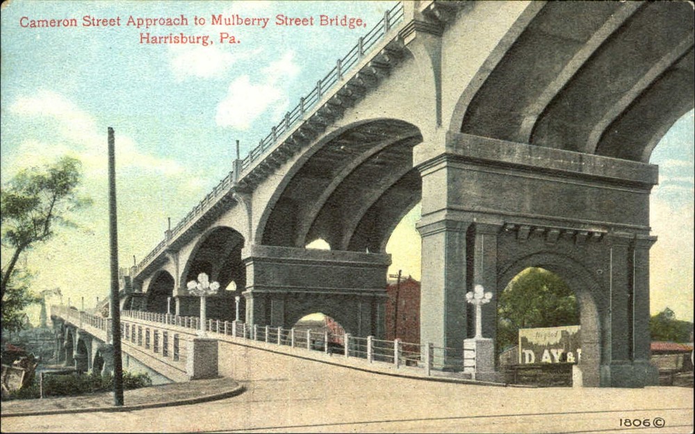 Mulberry Street Bridge Cameron Street approach Harrisburg PA c1910