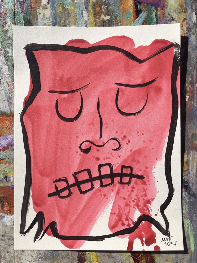Matt Scalf Portrait Face Abstract ORIGINAL PAINTING Street Modern Graffiti 9x12
