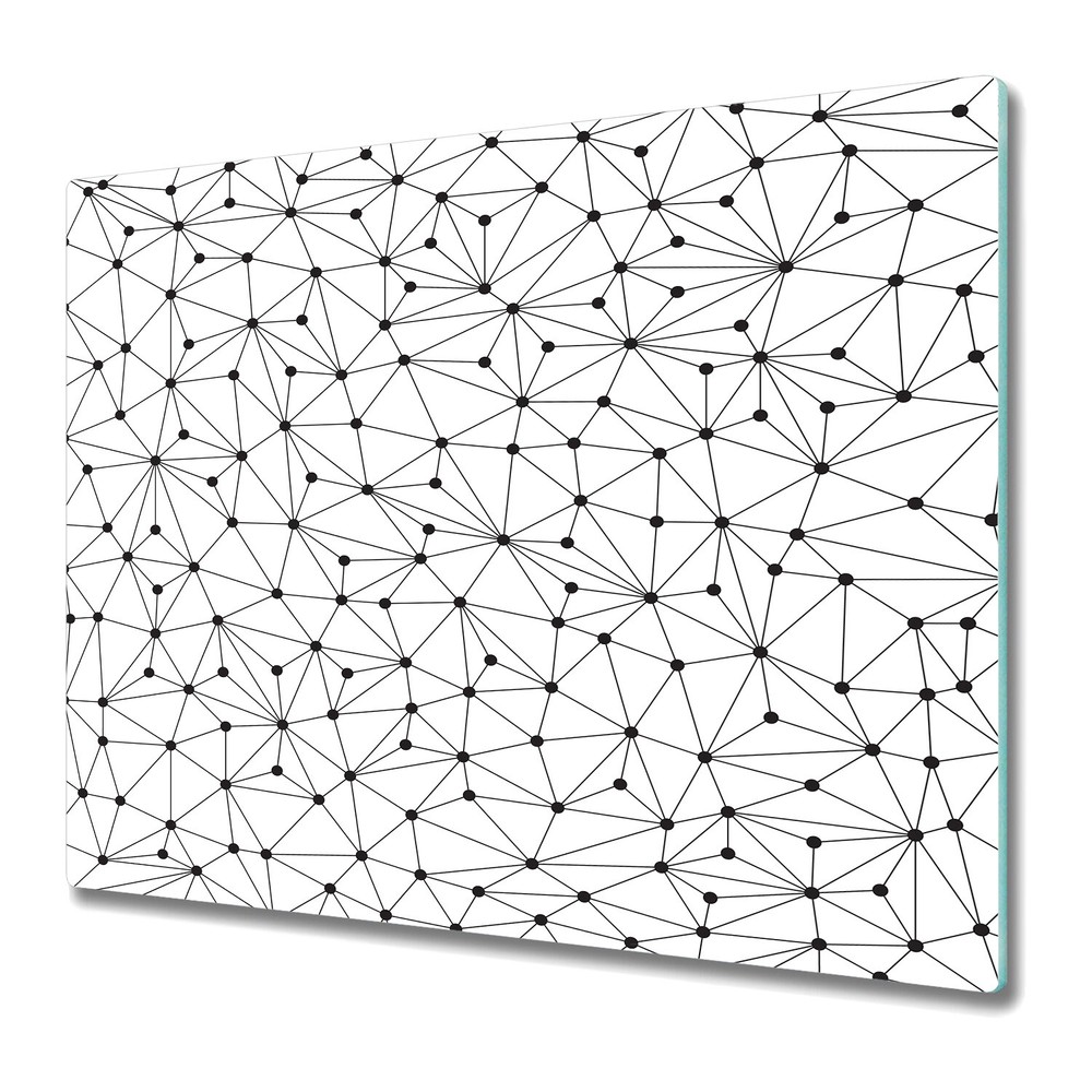 Glass Worktop Kitchen Chopping Board Polygonal lines and circles black and white
