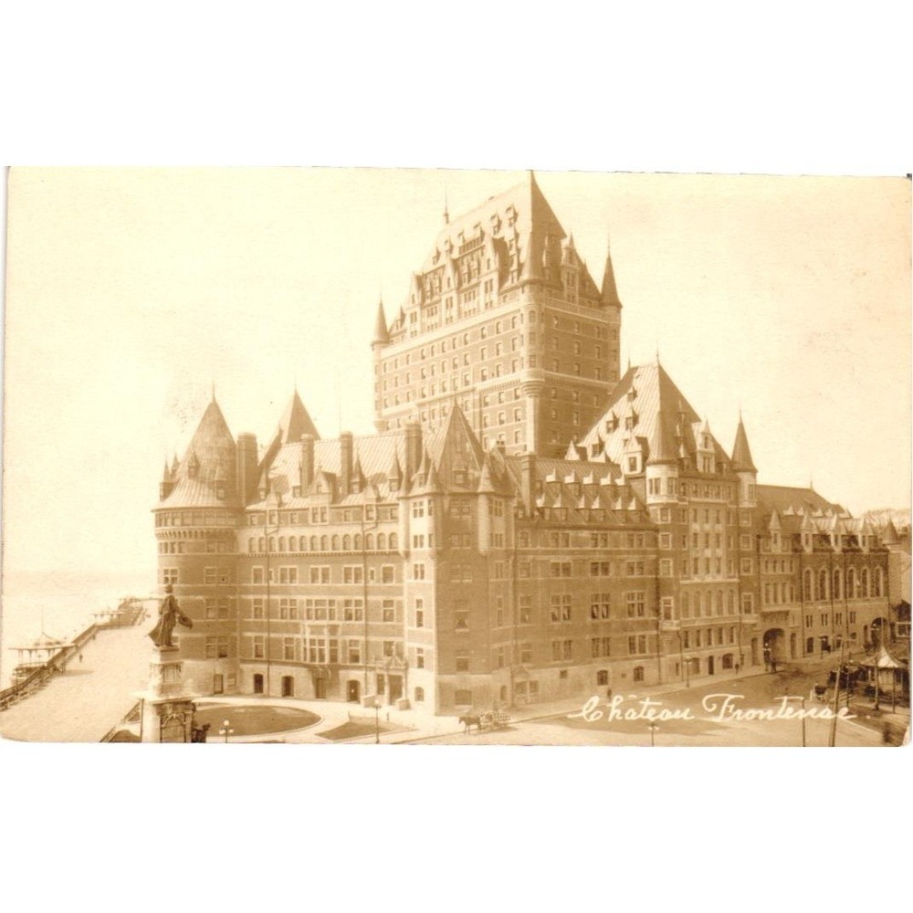 Vintage Chateau Frontenac Quebec City Canada RPPC AZO Postcard Sepia 1907-1915