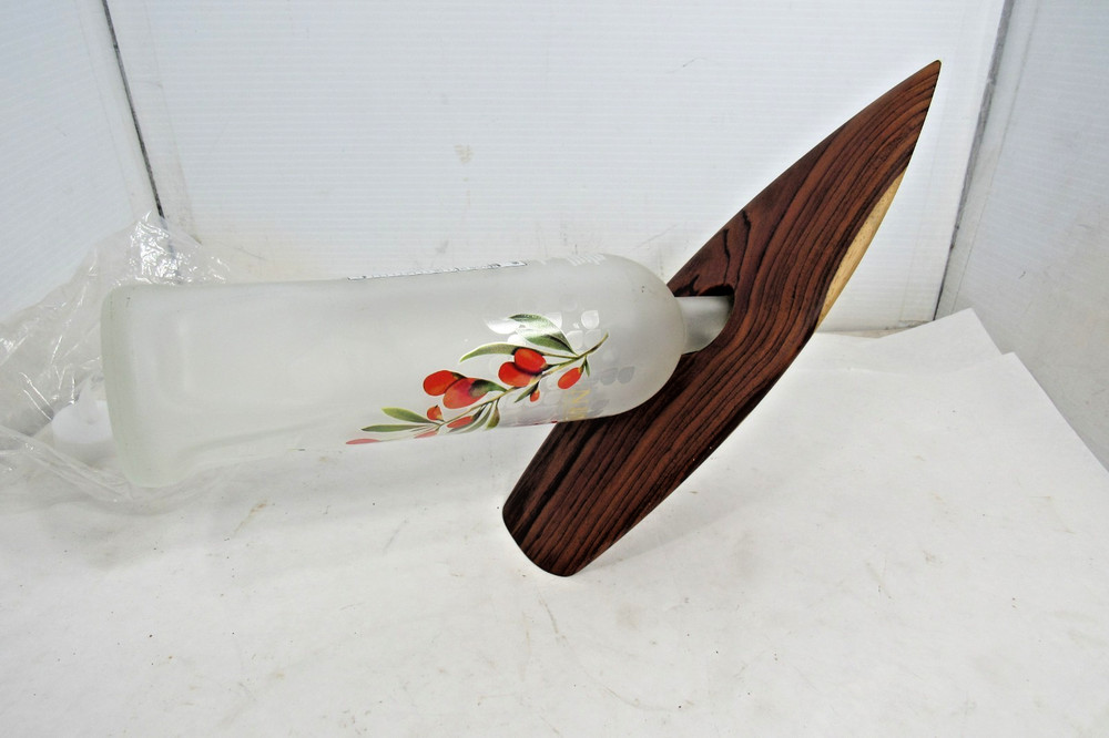 Vintage Teak Wood Balancing Floating Single Wine Bottle Holder