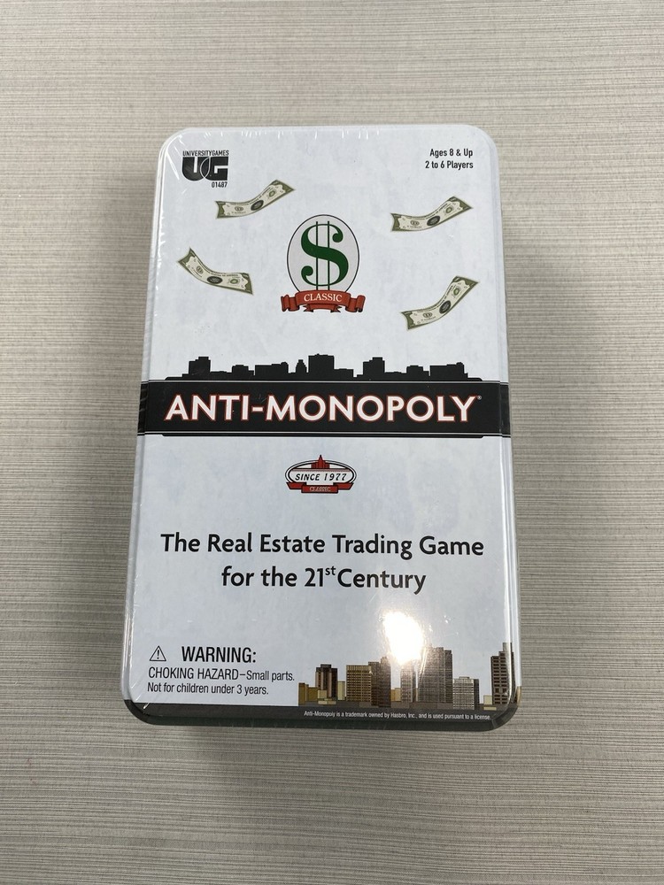 Anti-Monopoly Game Travel Tin Ages 8+ | 2-6 players University Games - Sealed