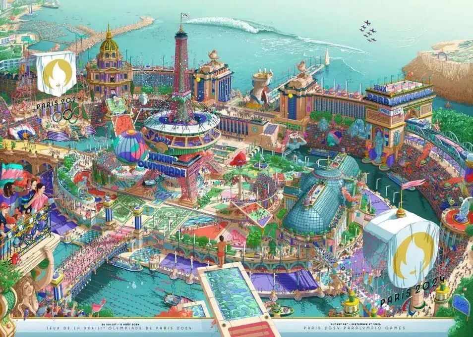 Paris 2024 Olympic Games Poster Ship From US, Gift Fans, Decor Home, Gift Poster