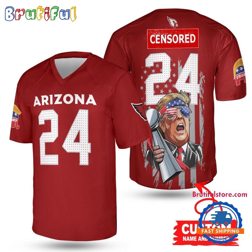 ArizonaxCardinals Donald Trump Super Bowl Trophy Football Jersey