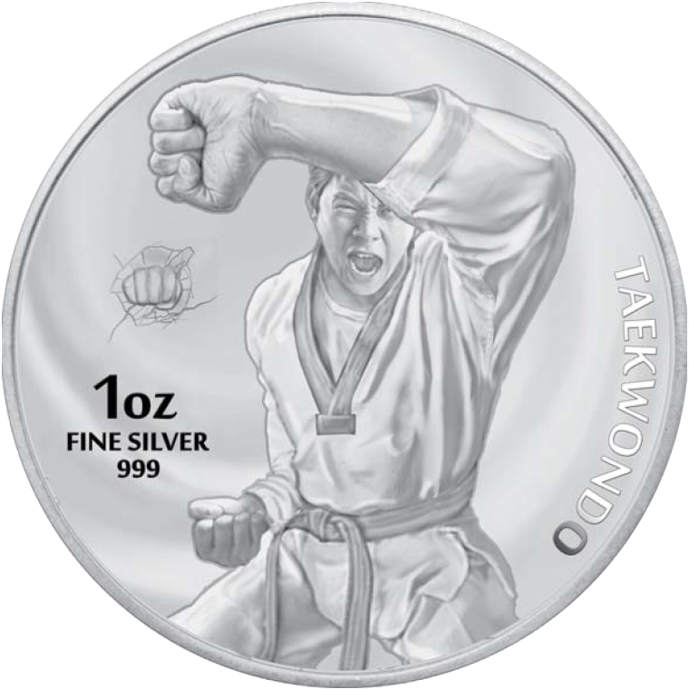 2022 South Korea Taekwondo 1oz Silver BU Coin