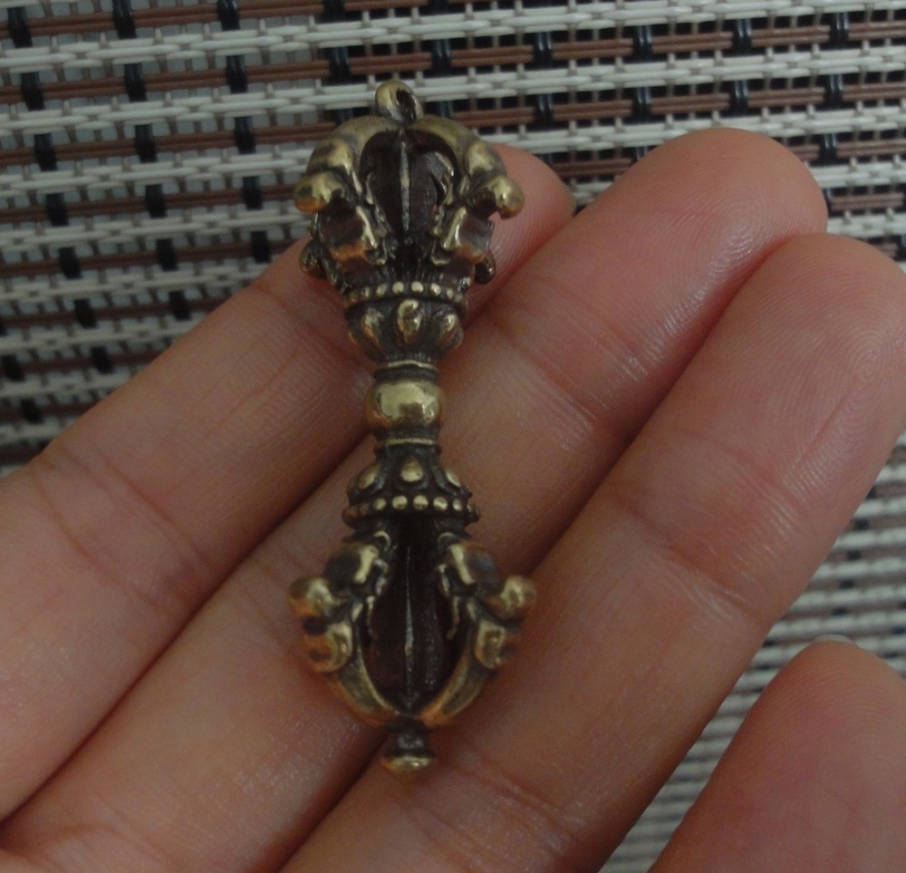 Vintage Style Solid Brass Copper Mini Tibetan Five-branch Vajra Pendant