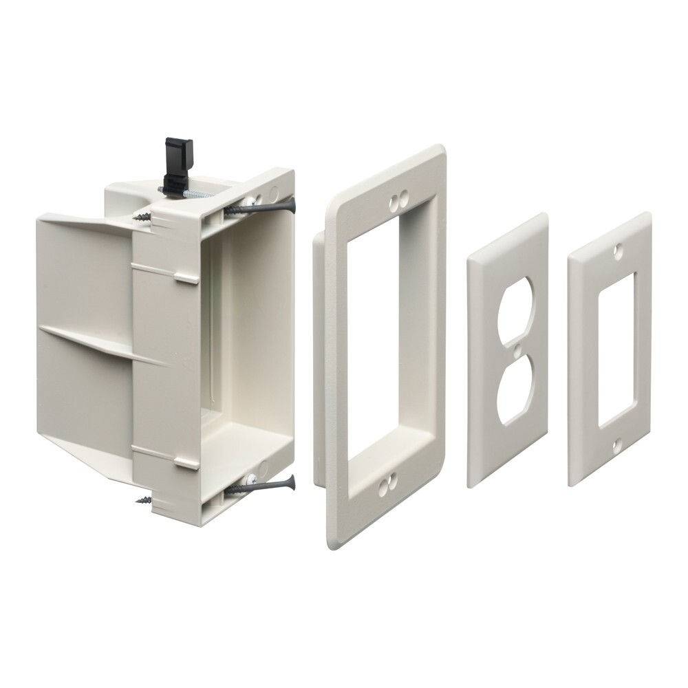 Arlington DVFR1 - 1-Gang Recessed TV Electrical Box Wall Plate Mount - White