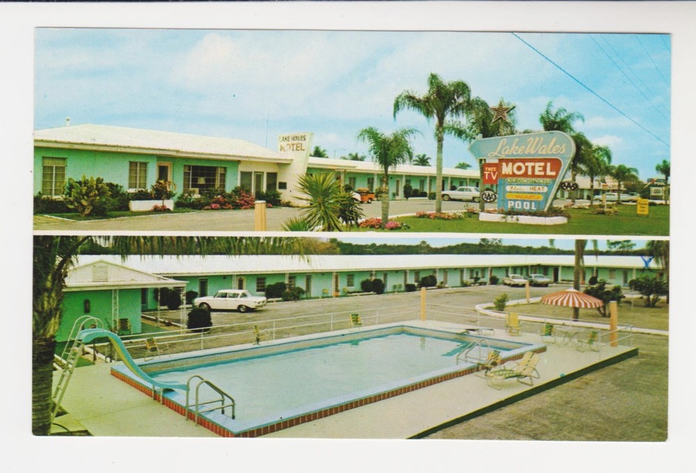 LAKE WALES MOTEL & RESTAURANT, LAKE WALES, FLA. – Swimming Pool - 1950s Postcard