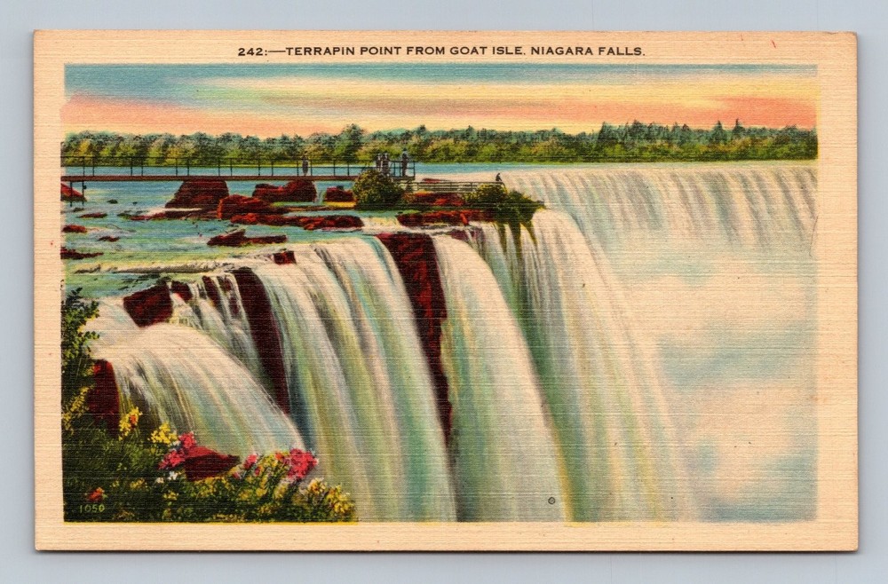 Vintage Linen Postcard Terrapin Point Niagara Falls from Goat Isle