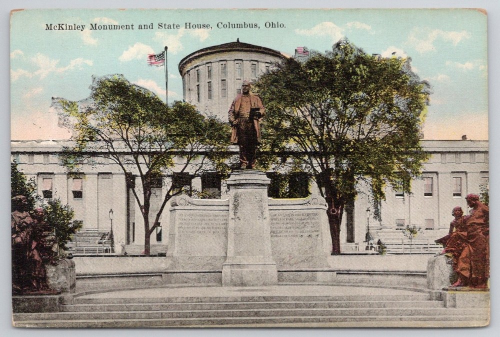 McKinley Monument Ohio State House Columbus OH Vintage Postcard W.S. Harriman
