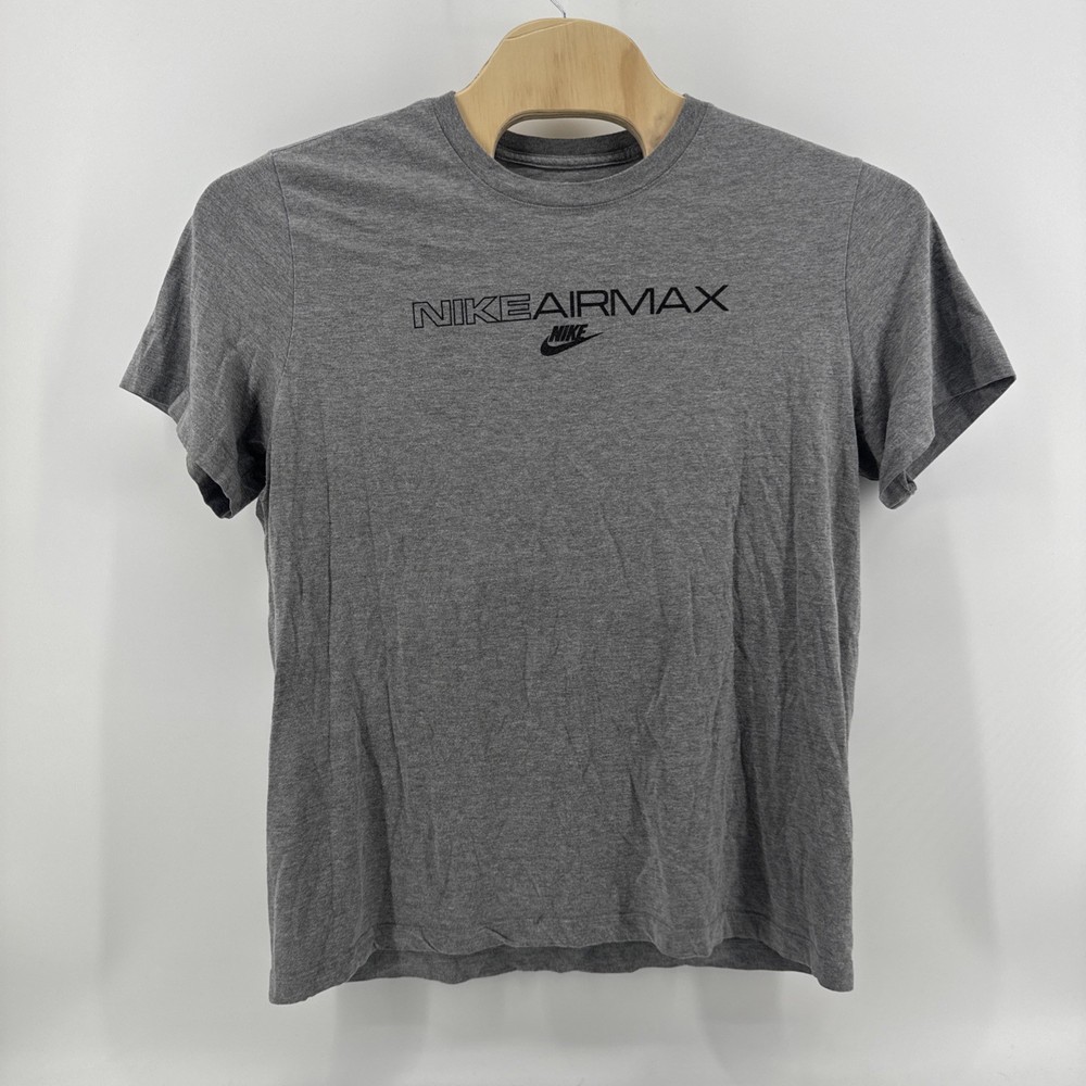 Nike Air Max T Shirt Mens Size XL Gray Black Short Sleeve Tee Dri Fit Retro