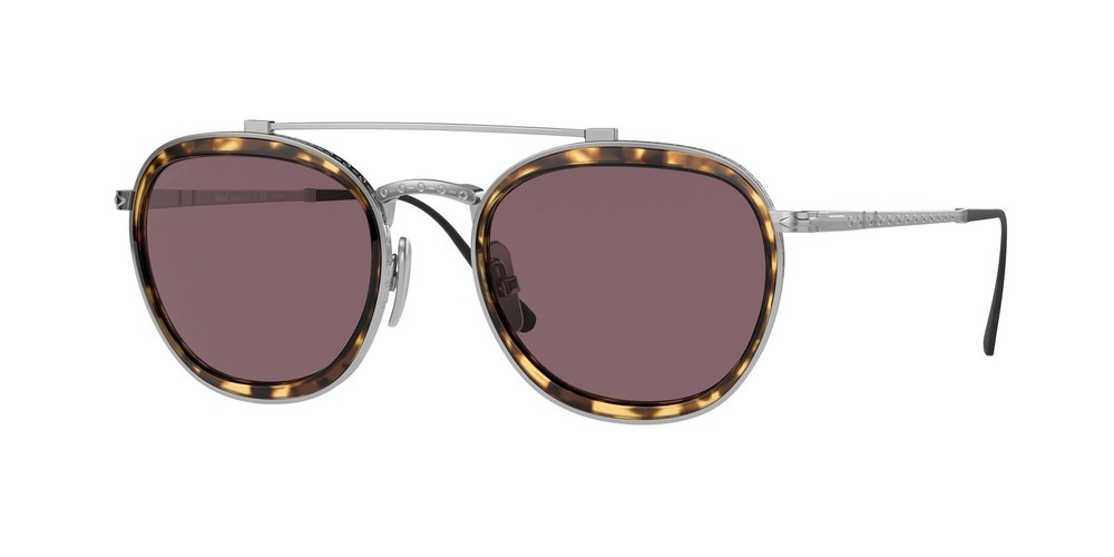 PERSOL PO5008ST 8014AF Silver Dark Violet Ar Polarized 51mm Unisex Sunglasses