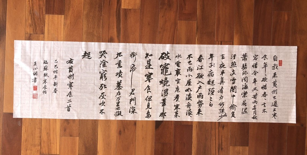 Unframed handwritten Chinese calligraphy A Long Poem By Su Shi Cold Food 2507