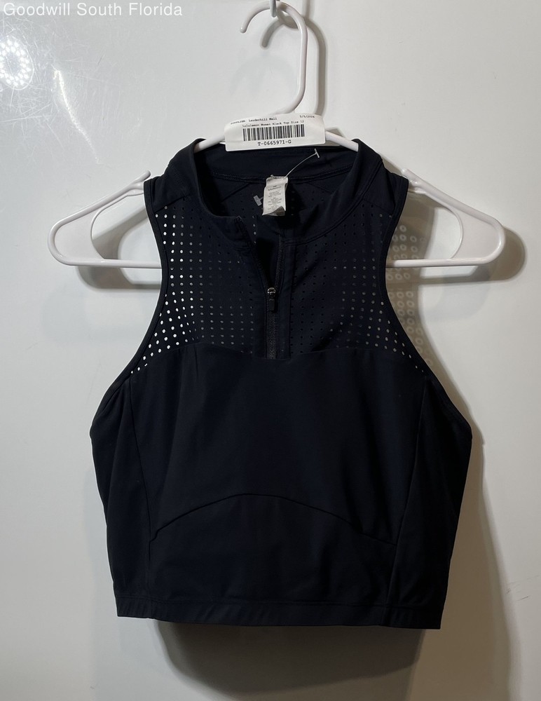 Lululemon Womens Black Unleash Strength Quarter Zip Racerback Sports Bra Size 12