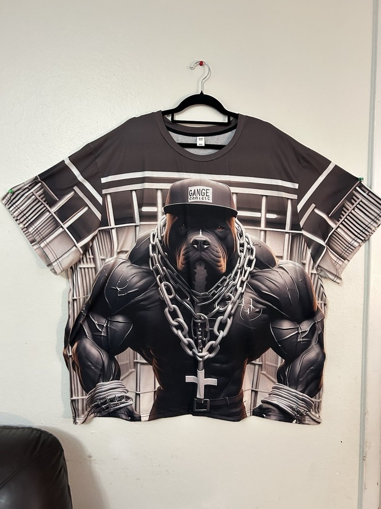 Men’s Plus Size 6XL The Big Dog Print Short Sleeve Crew Neck T Shirt