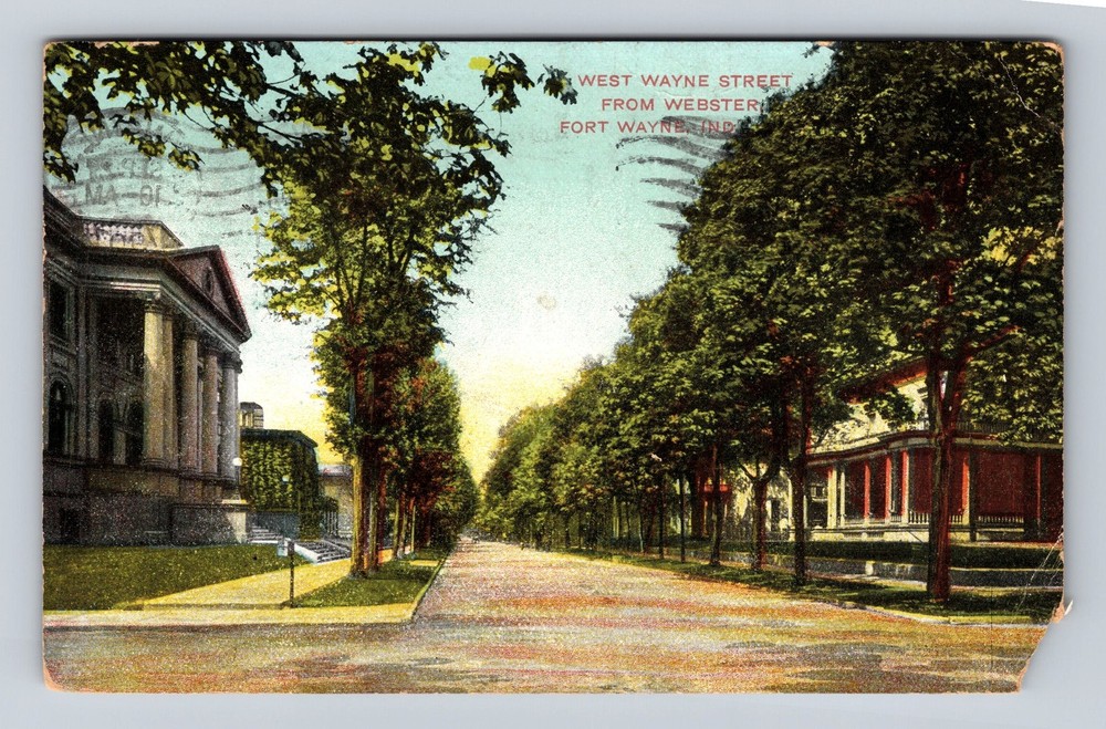 Fort Wayne IN-Indiana West Waverly Street Webster Vintage c1907 Postcard
