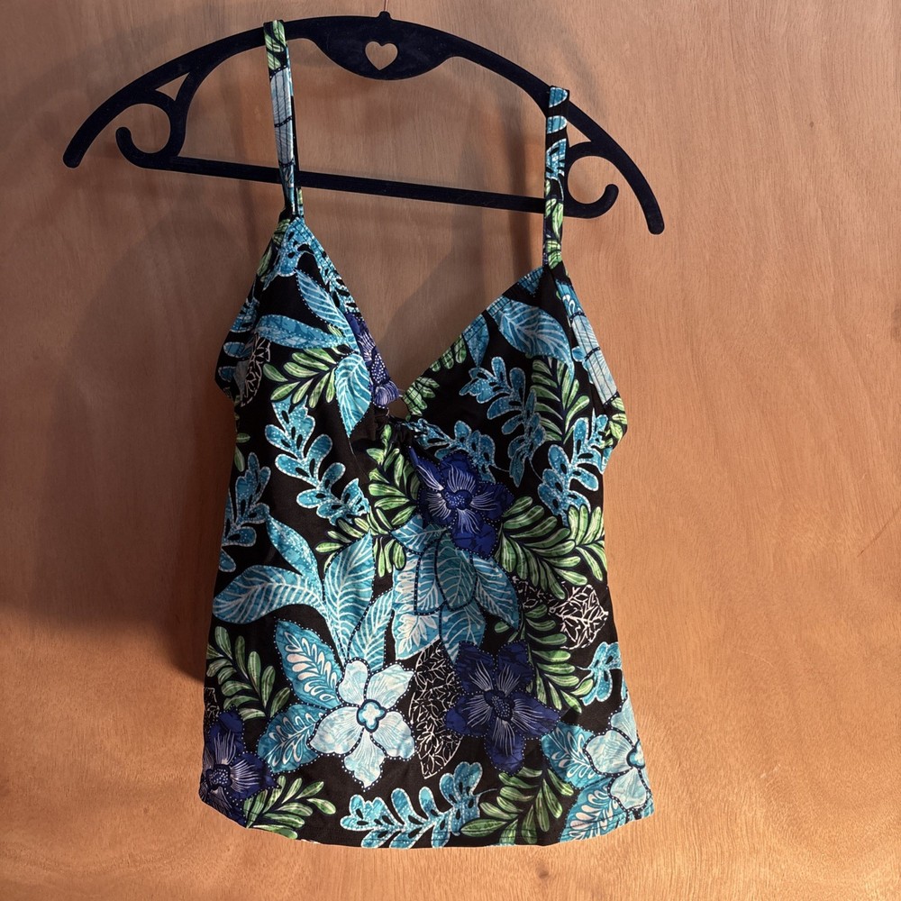 St Johns Bay Womens Tropical Floral Tankini Swim Two piece set size 12