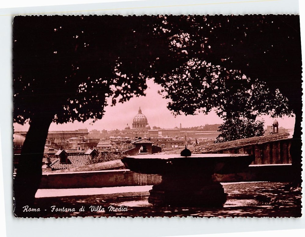 Postcard Fountain at Villa Medici Rome Italy