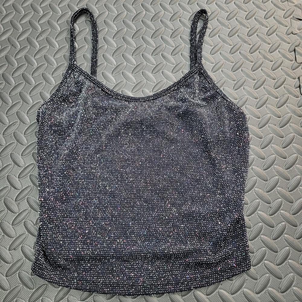 Urban Outfitters Glitter Sparkle Cami Tank Top Size Small Black