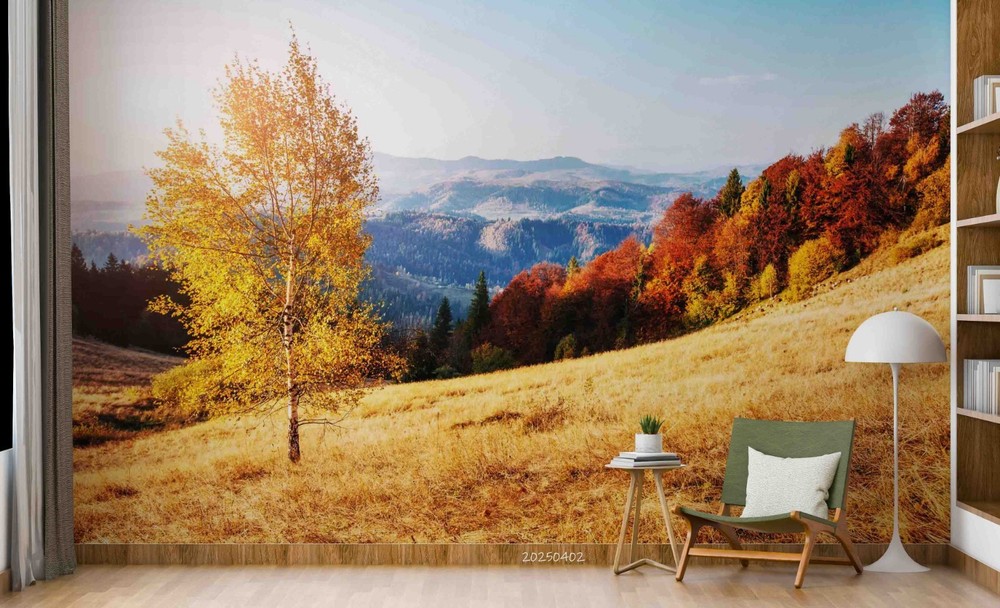 3D Mountains Forest Autumn Landscape Wall Murals Wallpaper Murals Wall Sticker 7