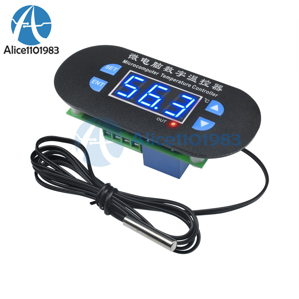AC/DC 12V Digital Thermostat Temperature Controller with Blue LED Display-image