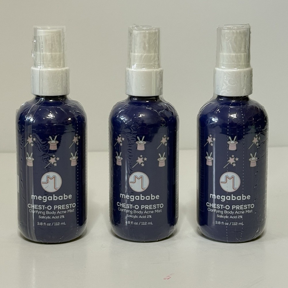 Megababe Teen/ Adult Chest-O Presto Clarifying Body Acne Mist 3.8fl Oz Lot Of 3