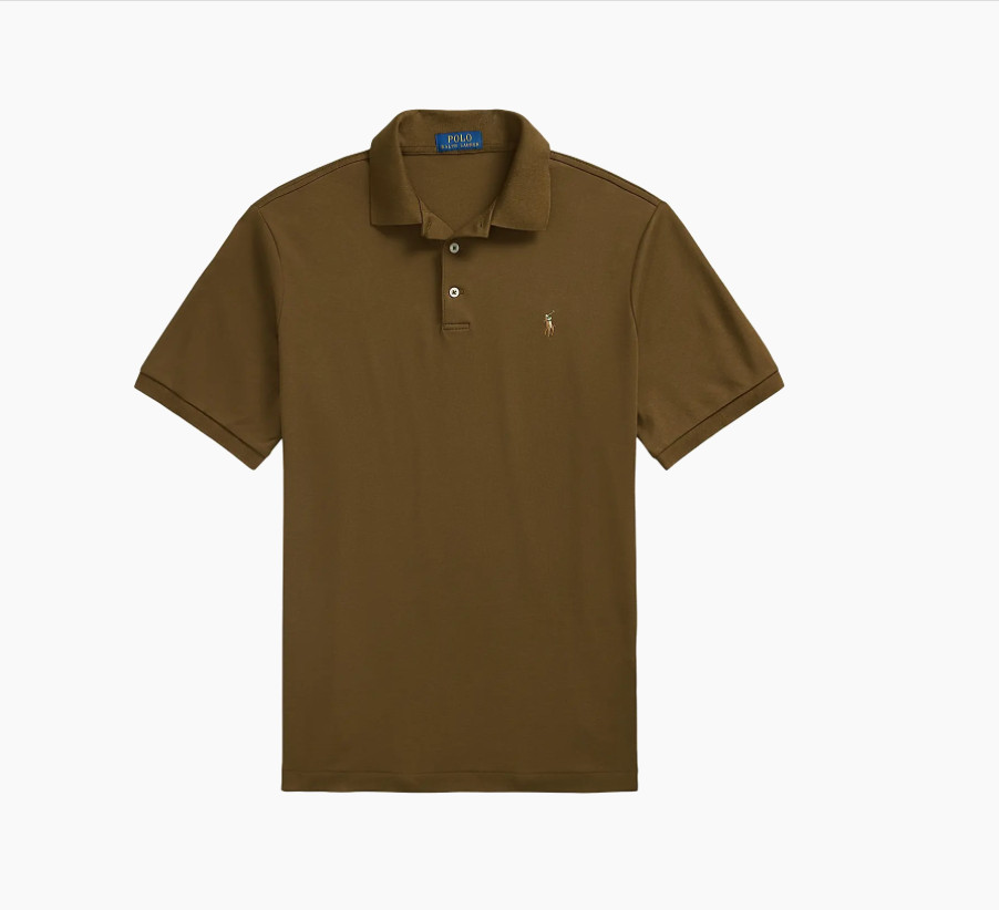 NWT Polo Ralph Lauren Men's Classic Fit Cotton Polo Shirt, Nature Brown, Large