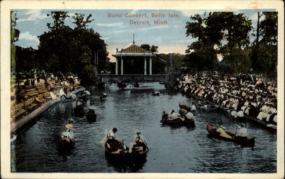 Band Concert Belle Isle Detroit Michigan vintage postcard v411