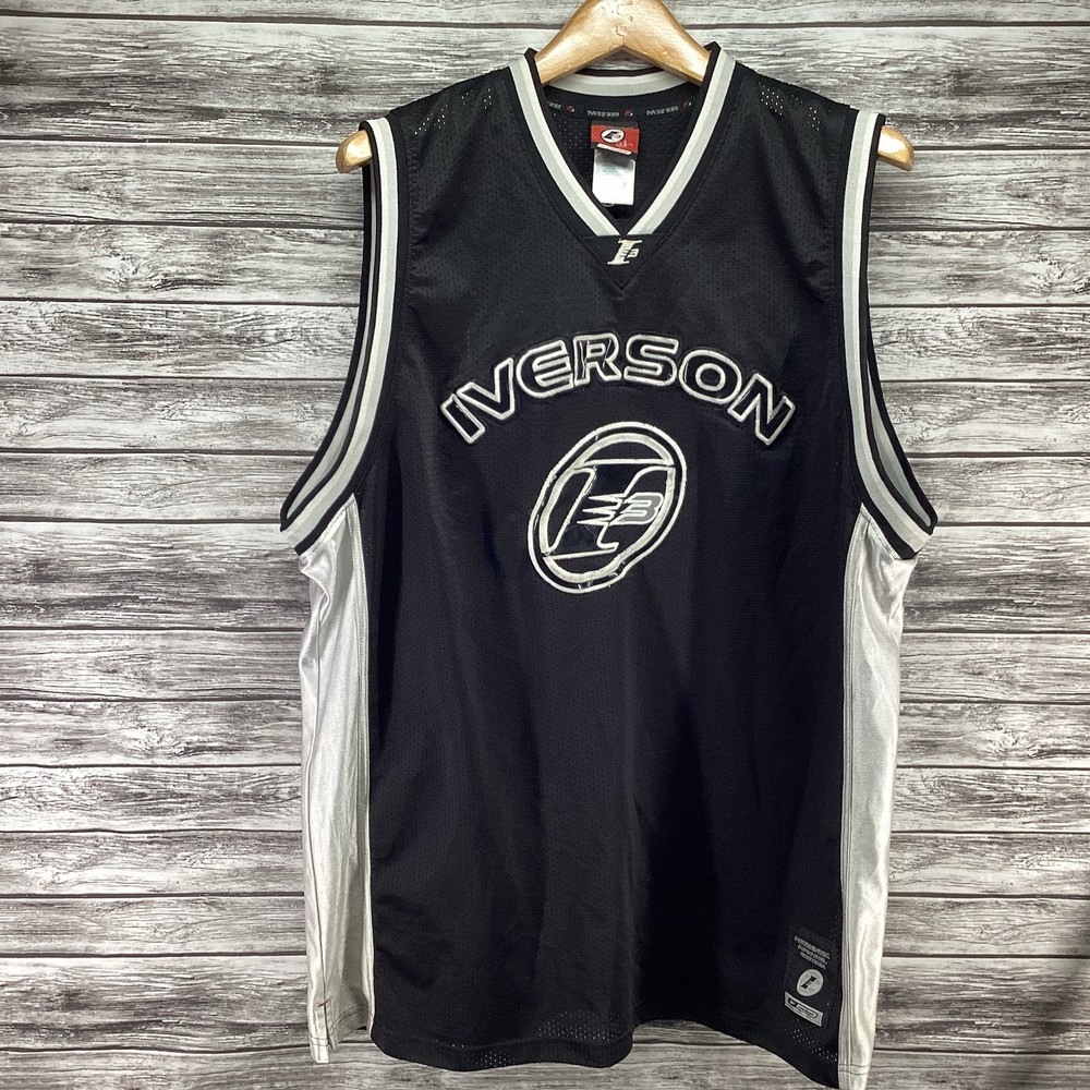 Vintage I3 Allen Iverson Jersey Mens 2XL Black Reebok Basketball Embroidered Y2K
