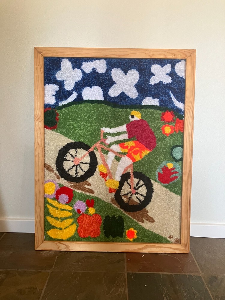 Handmade Large Frame Bike Illustration - Punch Needle Art - Size 26
