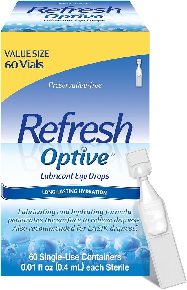 Refresh Optive Lubricant Eye Drops, Preservative-Free, 0.01 Fl Oz Single-Use Con