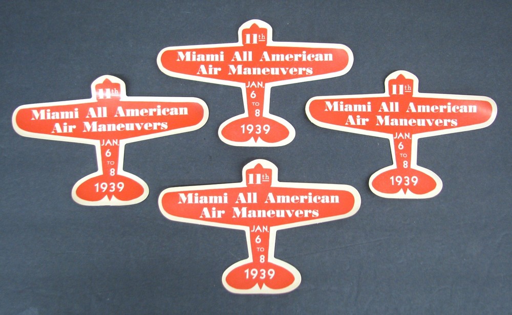 #17 - 4 old 1939 MIAMI, FLORIDA AMERICAN AIR MANEUVERS decals  RACES AEROBATICS