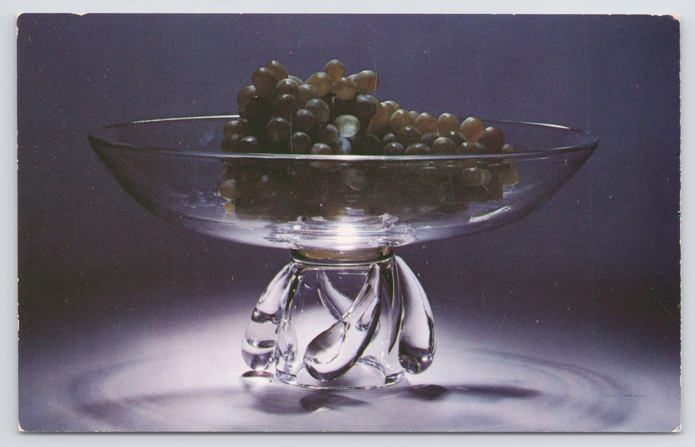 Corning NY~Steuben Shop Corning Glass Center Grapes In Bowl~Vintage Postcard