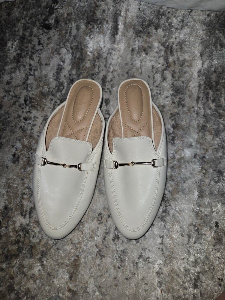 Rachel Zoe Women's Short Beige Leather Alani Slip On Mules Size 7 M Pre Owned