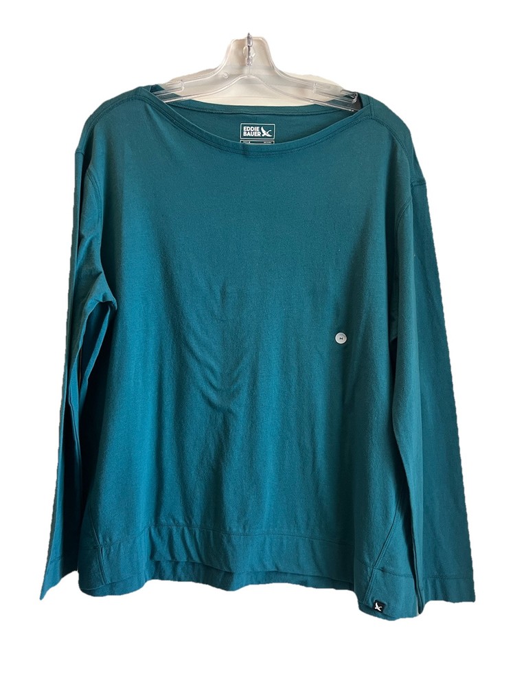 Eddie Bauer Womens Size Medium Deep Sear Long Sleeve Boat Neck Tempo Tee NWT