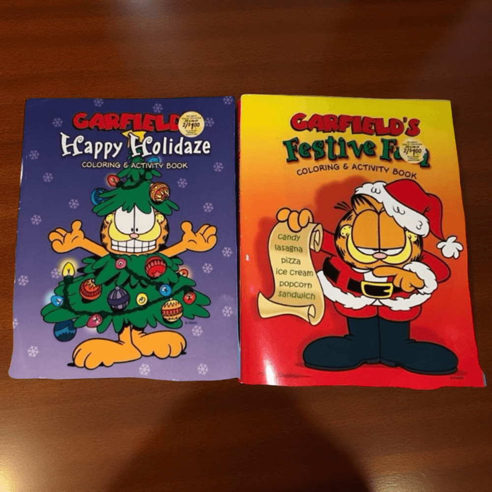2 NEW 2003 Garfield Happy Holidaze Festival Fun Coloring Books Unused