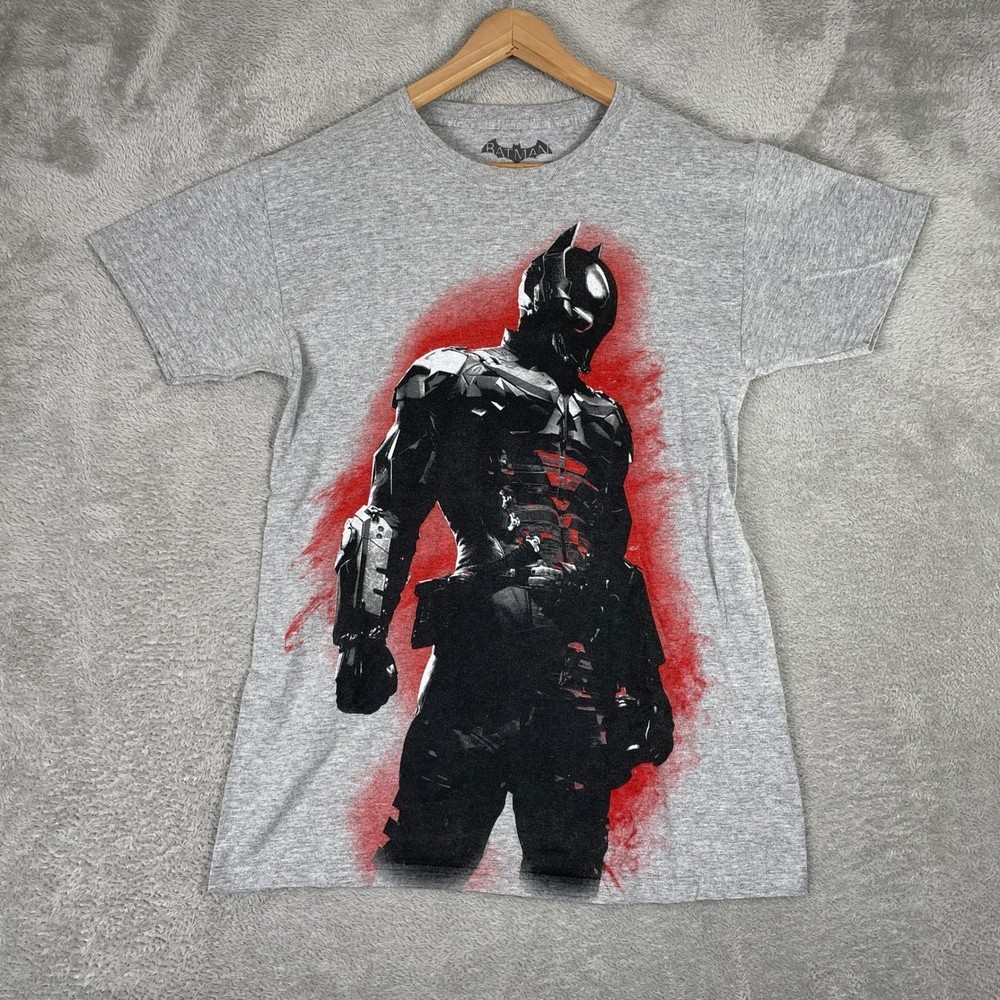 Batman Arkham Knight Shirt Mens Small Gray Graphic Video Game DC Comics Promo
