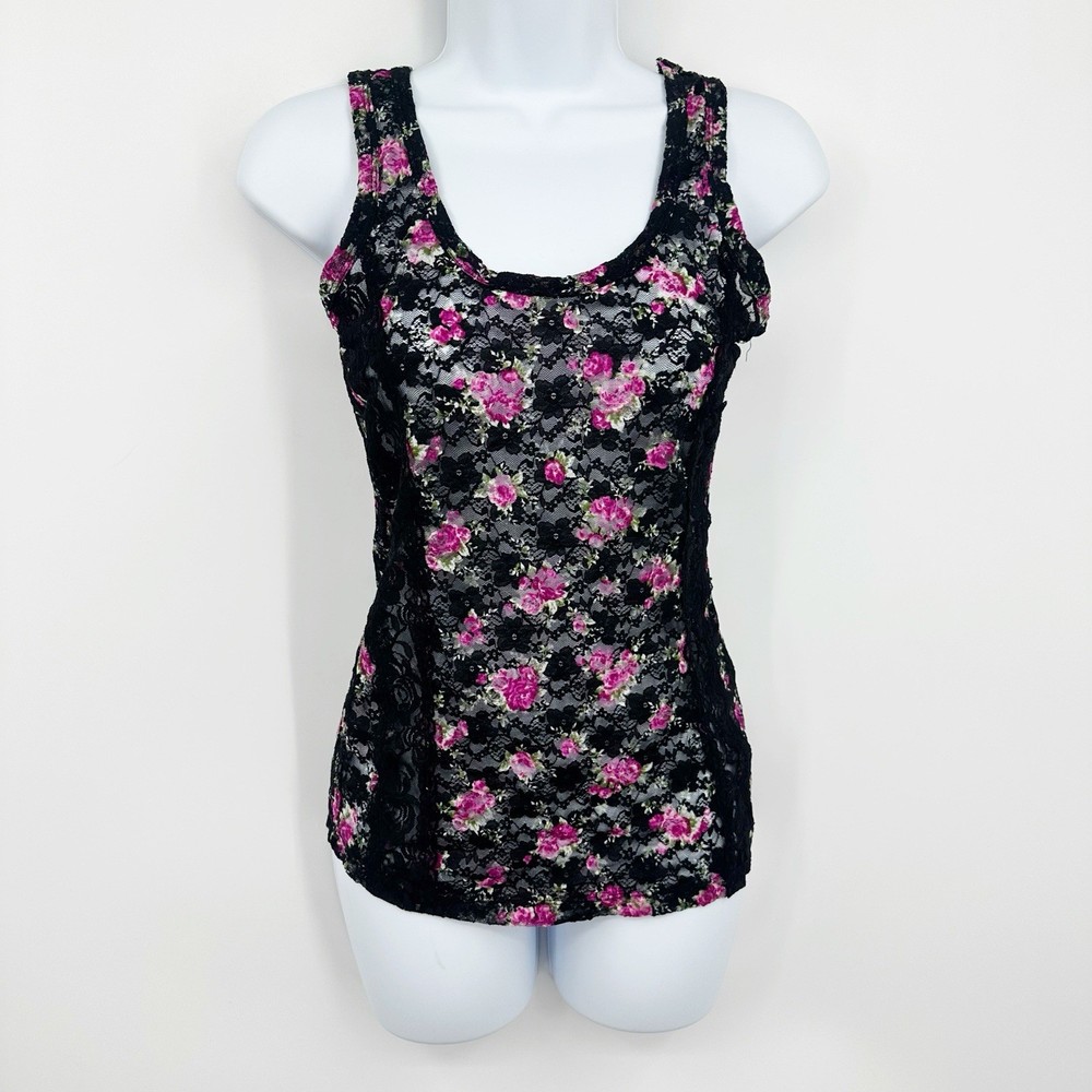 Fang Vintage Y2K Lace Floral Tank Top Size Medium Whimsical Fairycore Festival