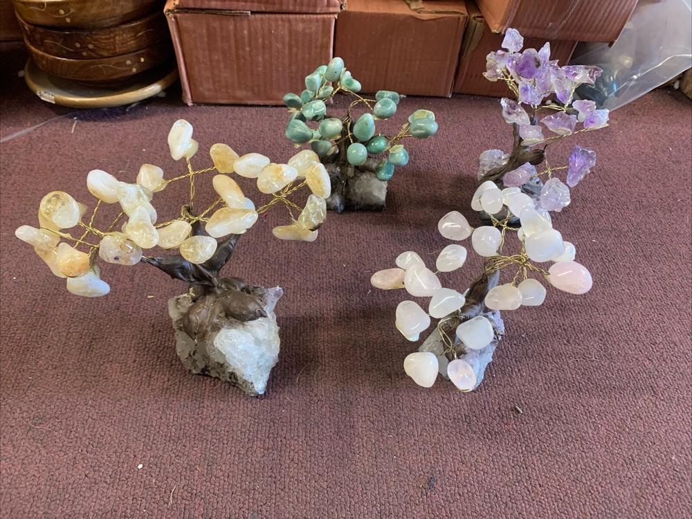 Crystal Tree Of Life Set Of 4 (Jade, Amethyst, Citrine, Rosequartz)
