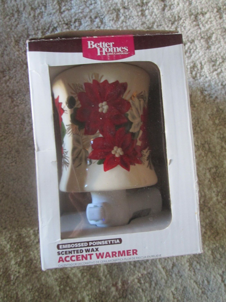 BETTER HOMES AND GARDENS EMBOSSED POINSETTIA WAX ACCENT WARMER CHRISTMAS 