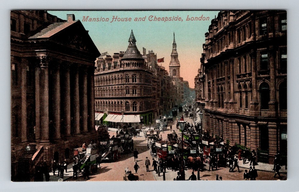 England- London Mansion House & Historic Cheapside Area Old PC Vintage Postcard