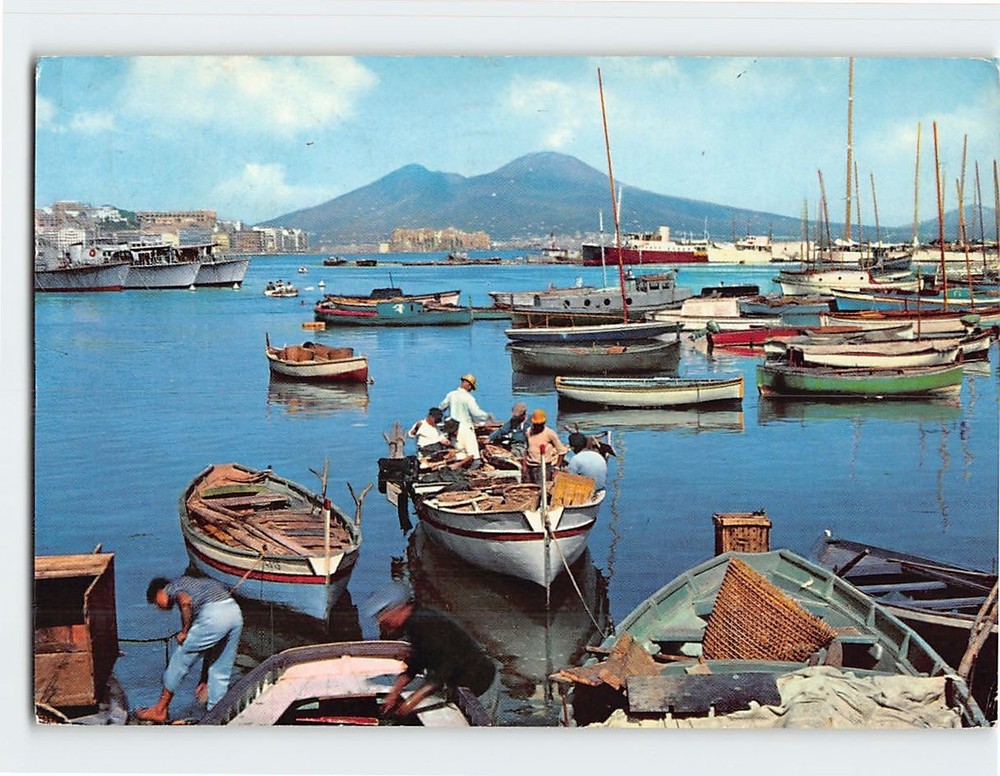Postcard Porto di Mergellina Naples Italy
