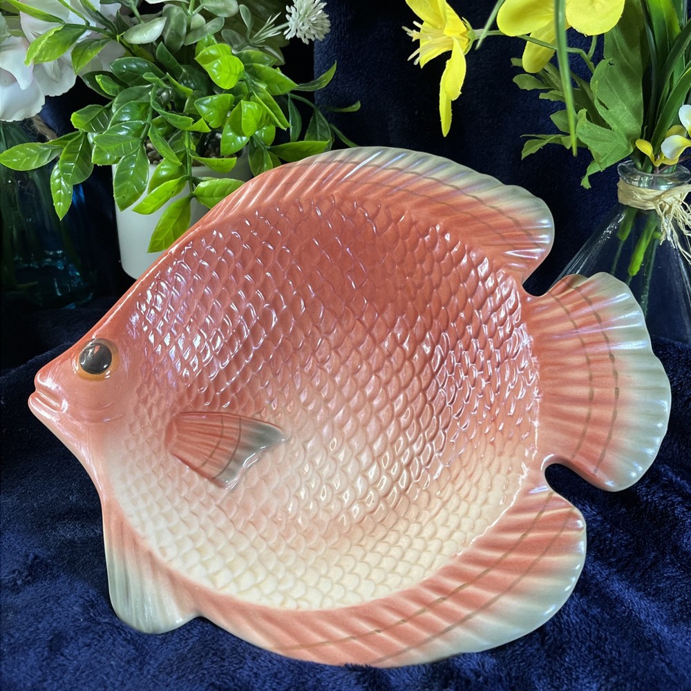 FITZ AND FLOYD Classics Coral Fish Serving Bowl / Wall Hanging Vintage Decor 9.5