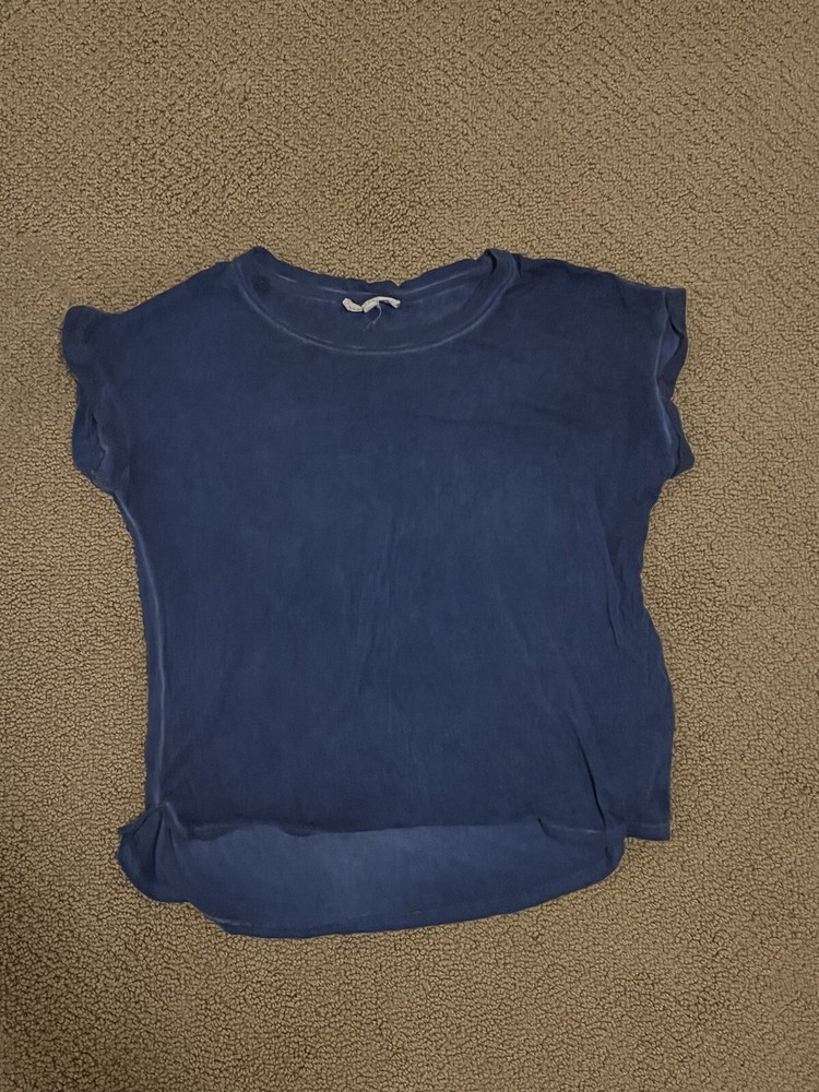 Jane Delancey Blue Cotton Women's Crop Top Round Neck Size S