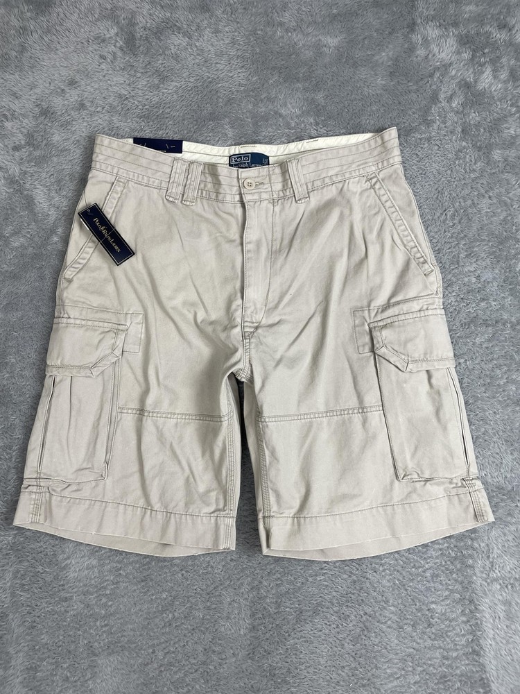 Polo Ralph Lauren Cargo Shorts Mens 36 Beige Gellar Fatigue Chino Cotton