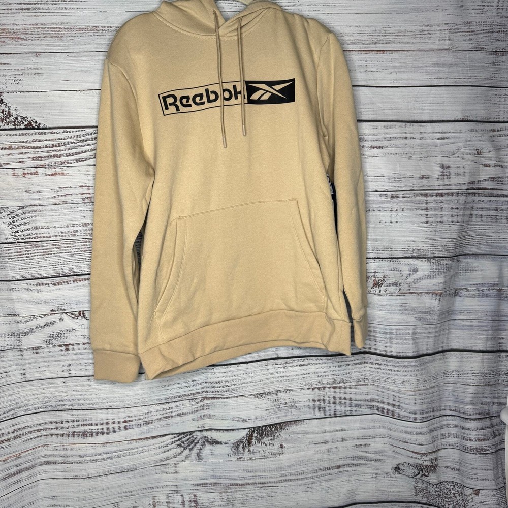 Reebok Standard White Pepper Logo Hoodie Mens Tan M NWT