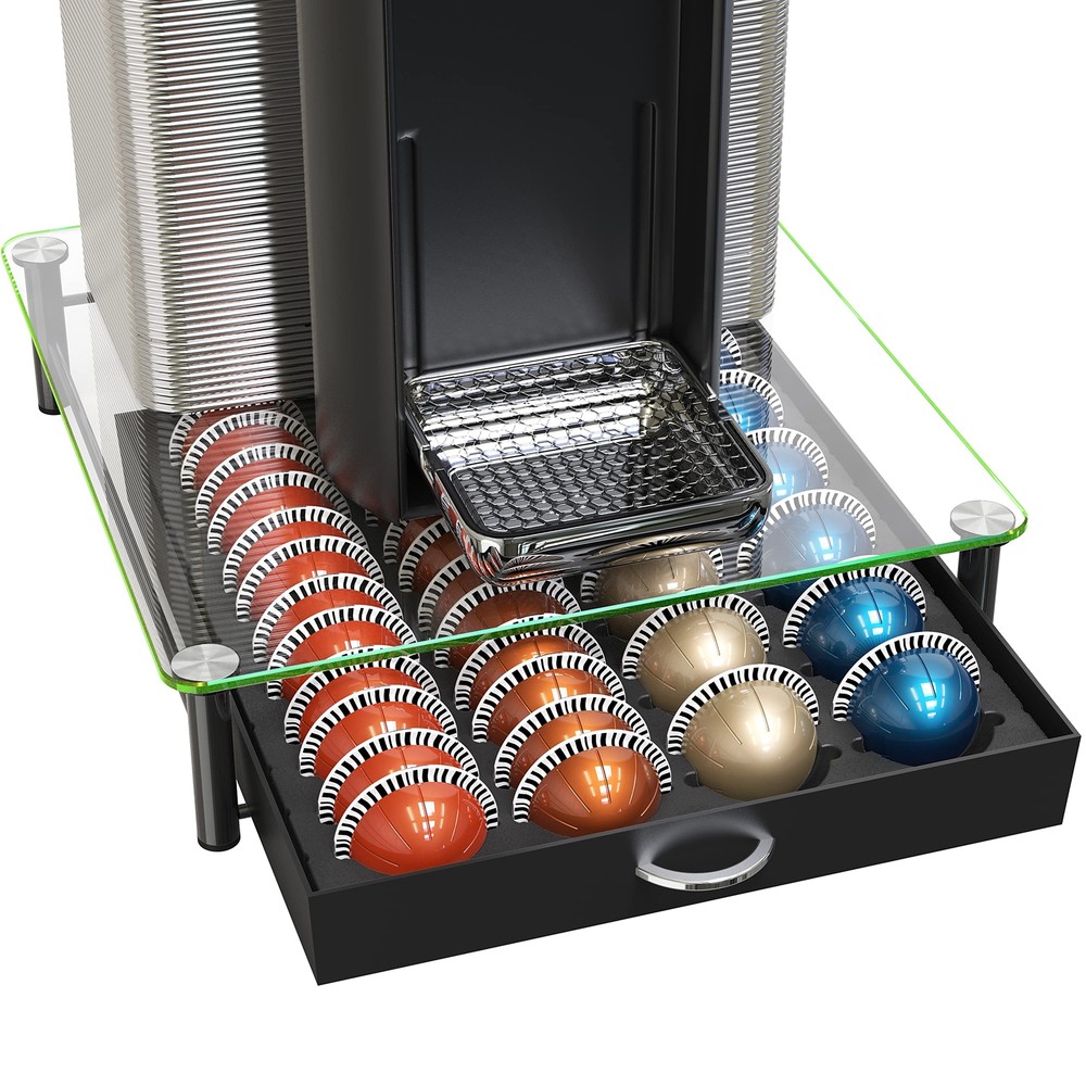 Decobrothers Crystal Tempered Glass Vertuo Pod Holder Drawer 24 Large Or 48 Smal