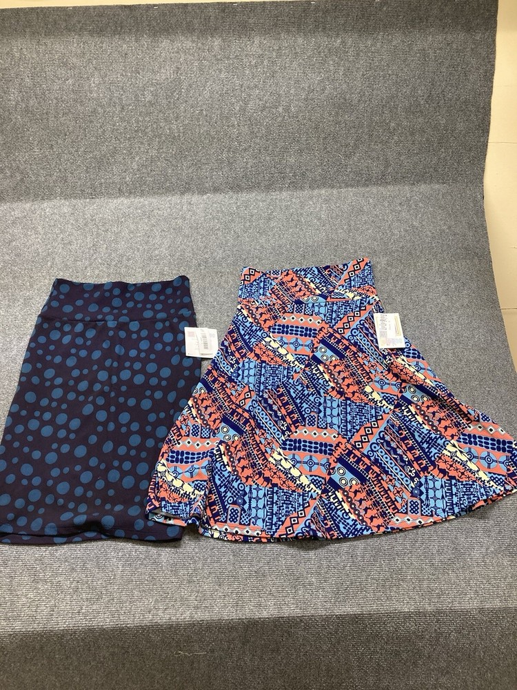 LulaRoe Skirts Women’s Size Small Multicolor Pull On Cassie/Azure Lot Of 2 NWT