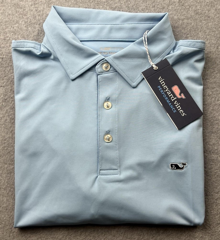 Vineyard Vines Men’s Solid Sankaty Polo Shirt Size Large Jake Blue Golf NWT
