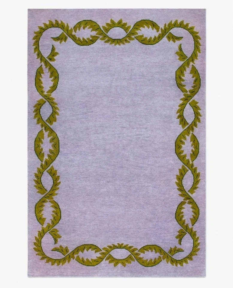 Hand-Tufted Wool Rug 9x12 ft -Nordic Knots Design Climbing Vine - Lilac Rug 8x10